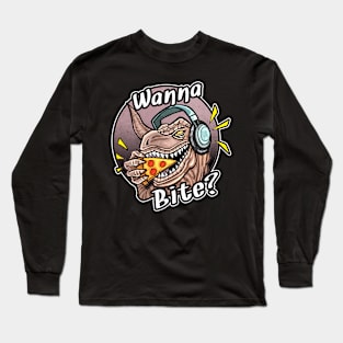 T-rex Eating Pizza Long Sleeve T-Shirt